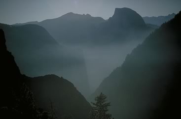 El Cap looking toward Half Dome across a foggy morning in Yosemite The Yosemite Valley Copyright Brad Carlile