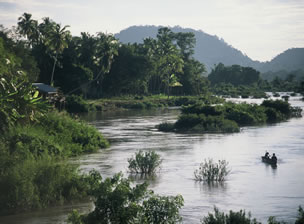 SE Asia, Laos Images of Mekong River at Si Phan Don looking toward Cambodia Fine Art Photography Copyright 2003 Brad Carlile photographer