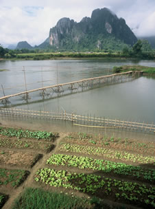 Laos traveling: Vang Vieng Nam Song River Fine Art Photography Copyright 2003 Brad Carlile photographer